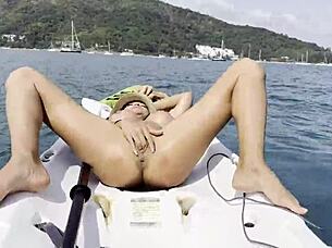 Naughty Monika Fox Masturbates and Squirts on a Kayak in the Sea!