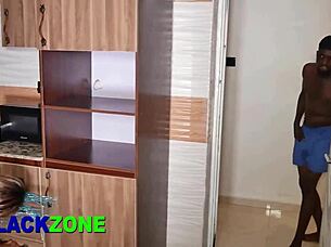 my step mom cooks in kitchen