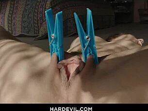 flexible sheena performs solo stretching exercises