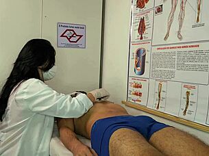 Nurse gets excited seeing patient's big erection