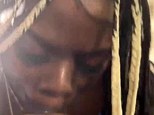 ebony girl takes monster cock doggystyle and gets creampied