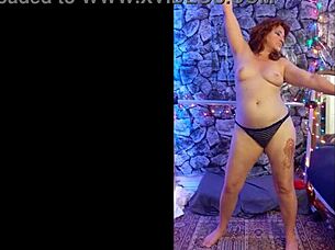 I is Steffi, pretty redhead hotwife, dancing solo with big pussy lips in panties