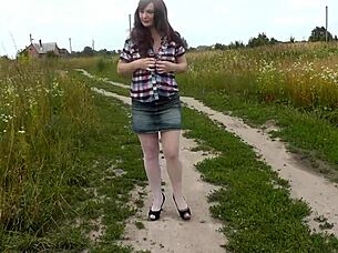 Frina's Golden Rain Pissing in Nature and Shower