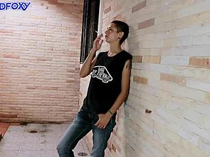 Photoshoot turns into hot sex in public alley