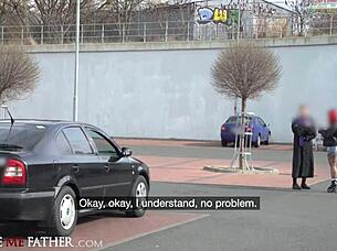 I'm a big tits babe getting rough fucked at the gas station glory hole