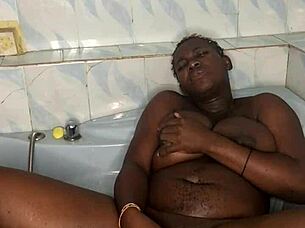 Amateur Squirts With Huge Dildo In Bathroom