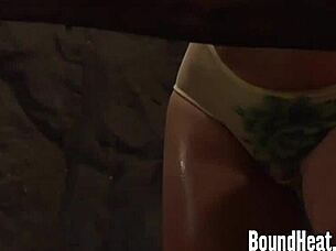 submissive lesbian slaves getting dominated and punished by madame in the garage