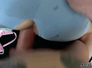 ripped leggings reveal alix lynx's big natural tits during fingering