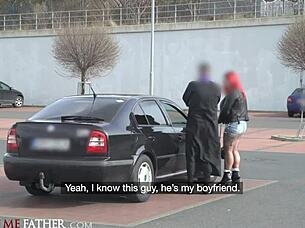 I'm a big tits babe getting rough fucked at the gas station glory hole