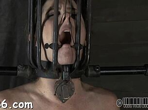 the gagged beauty's pussy gets drilled hard by that monster cock