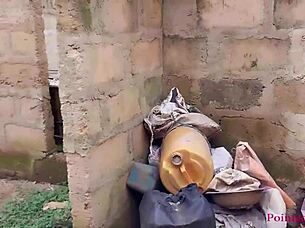 Banging girl in unfinished building