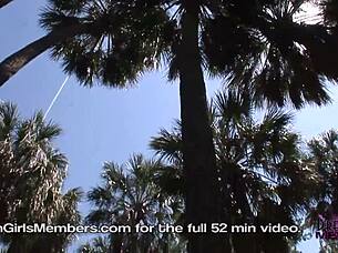 lacey flashes her tits and lifts her skirt outdoors