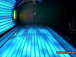 Hidden Solarium Cam Catches Beautiful Woman in Intimate Masturbation Session