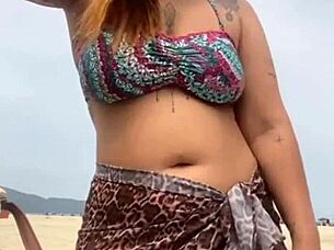 Young African Girl Gets Naked On Beach, Grabs Hard Cock