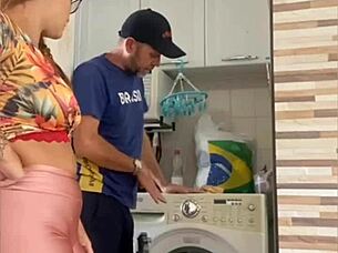 redhead flashes pussy near husband