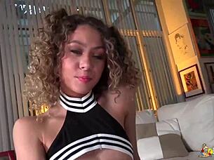 allie addison shows panties then rides dick