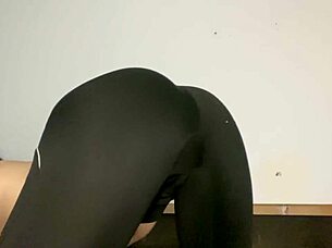 Petite Latina teases in yoga pants during solo bondage
