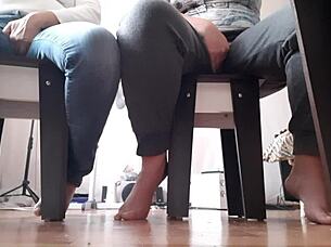 My Girlfriend And I Masturbate Under The Table During English Class At The University