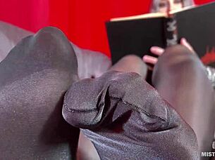 My nylon feet rub together close to your face.