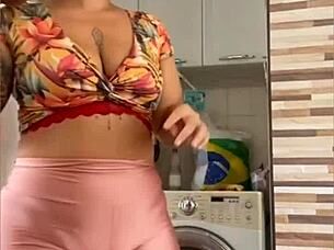 redhead flashes pussy near husband