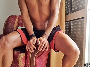 Sexy Guy Fucks Fleshlight At Window, Cumming Hard