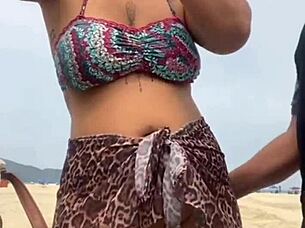Young African Girl Gets Naked On Beach, Grabs Hard Cock