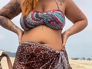 Young African Girl Gets Naked On Beach, Grabs Hard Cock