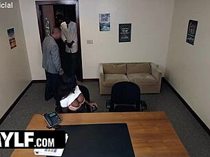 Naomi Foxxx cheats in an interracial threesome with her stepson and the principal