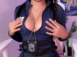 Military Latina In Costume Commands Semen On Tits