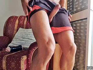 Sexy Guy Fucks Fleshlight At Window, Cumming Hard