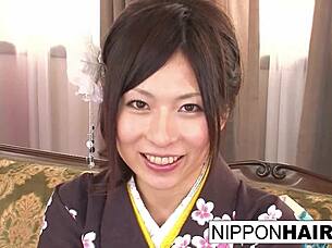 japanese geisha babe gets tied up, pussy and ass played with