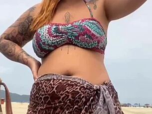 Young African Girl Gets Naked On Beach, Grabs Hard Cock