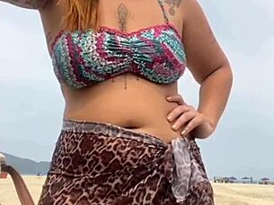 Young African Girl Gets Naked On Beach, Grabs Hard Cock