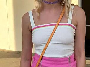 Petite teen 18+ slut khloe kapri exposed in public sucking cock pov.