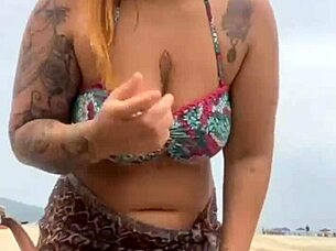 Young African Girl Gets Naked On Beach, Grabs Hard Cock