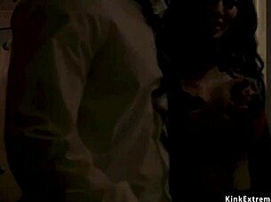 A man engages in anal sex with his bound MILF boss