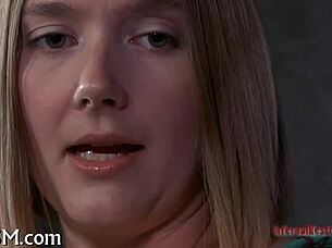 Bound babes get their sexy jugs sucked in hardcore femdom action