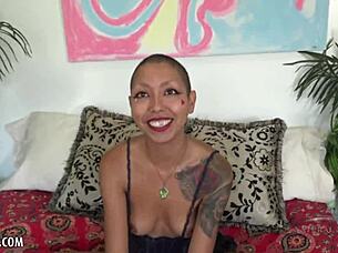 Young skinny latina with hairy pussy gets interviewed