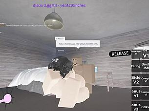 the girl in roblox gives blowjob to big black cock then anal