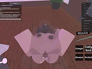 the girl in roblox gives blowjob to big black cock then anal