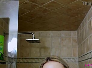 drop dead gorgeous blonde took a relaxing shower after photoshoot