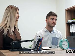 loan4k family couple came to get a loan and wife decided to fuck with a manager right there, cuckold interview with natural tits.