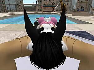 Lady bastet of egypt uses her servant girl for blowjob