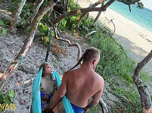 Fingering wet juicy pussy publicly at beach