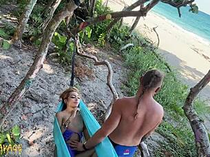 Fingering wet juicy pussy publicly at beach