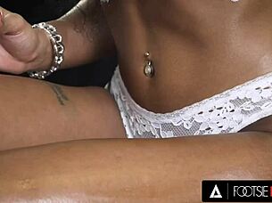 Look At Cute Ebony Romy Indy Fucking Her Man With Pretty Feet!