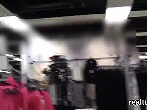 Czech teen tempted in mall for blowjob.