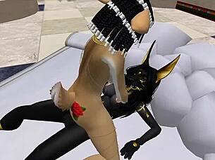 Lady bastet of egypt uses her servant girl for blowjob