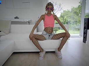 Sexy Slim Blonde Missy Luv Gets Hardcore Fucked By Erik Everhard In Fishnets