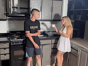 Stepmom has sex with stepson while husband rests nearby